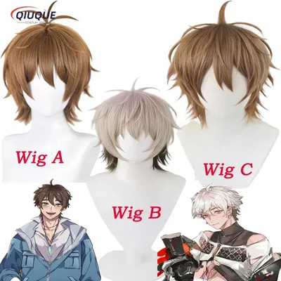 Hochwertige Game Nu: Carnival Eiden Cosplay-Perücke, hellbraun/grau, rosa Farbverlauf, Image