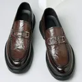 Scarpe casual da uomo in pelle da lavoro scarpe in pelle formali con punta tonda scarpe in pelle da