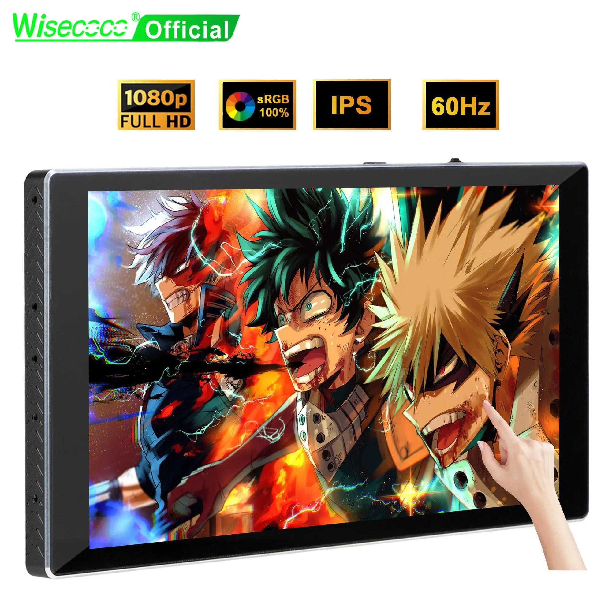 Wisecoco 7 Zoll 1920 x 1080 FHD tragbarer Monitor Touch IPS-Bildschirm Typ C Gaming-Display für Raspberry Pi Laptop PC PS5 XBox Image