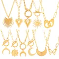316l Edelstahl Halskette für Frauen Herz Halskette geometrische Mond Anhänger Choker Halsketten