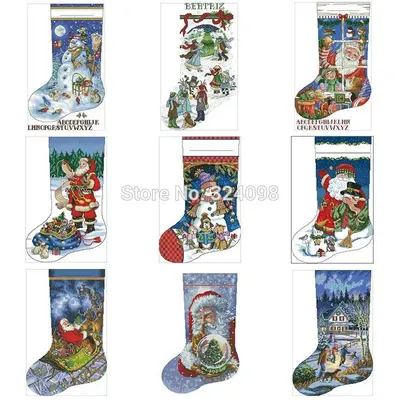 Weihnachten socken muster Gezählt Kreuz Stich 11CT 14CT 18CT DIYChinese Kreuz Stich Kits Stickerei