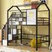 Metal Loft Bed with roof design and a storage box, Twin for Bedroom