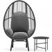 Patio PE Wicker Egg Chair Model 1 with Rattan Grey Cushion, Side Table