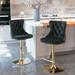 Set of 2 Velvet Swivel Bar Stools Adjusatble Seat Height from 25-33 Inch, Metal Base Kitchen Island Stools with Nailheads