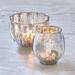 Glimmer Blossom Tealight Holder Antique Silver Glass Candle Holder For Votive Light-Up LED Candle Tealight Home Decor