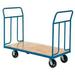 Wood Deck Platform Truck with 6 in. Mold-On Rubber Wheels - Blue - 6 in.