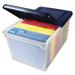 File Tote Storage Box with Lid Letter Plastic Clear/Navy