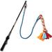 Interactive Flirt Pole Toy for Dogs Chase and Tug of War Durable Teaser Wand with Pet Fleece Rope Tether Lure Toy to Outdoor Exercise & Training for Small Medium Large Dogs (Blue/Red POLE-35 inches)