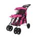 Double Decker Pet Bus with 4-Wheel Foldable Double Dog-Cat Stroller Red Violet