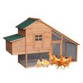 RUseeN 75 Waterproof Roof Two-tier Wooden Chicken Coop Pet Cage Wood Small Animal Poultry Cage Rabbit Poultry Cage Habitat with Egg Case & Tray & Running Cage