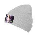 ZICANCN Butterfly Skull With Flower Knit Beanie Hat Winter Cap Soft Warm Classic Hats for Men Women Gray