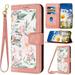 Phone Case for Google Pixel 8 Wallet Cover with Crossbody & Wrist Strap Elegant PU Leather Flip Flower Pattern Kickstand Credit Card Holder Phone Case Cover for Google Pixel 8 Pink