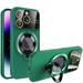 Case for iPhone 12 Decase Shockproof Slim Magnetic Cover [Support Wireless Charging] Built-in Kickstand & Big Window Camera Lens Protector & Logo View for Apple iPhone 12 darkgreen