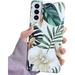 ooooops Compatible with Samsung Galaxy S21 Case for Women Girls Green Leaves White Brown Floral Slim Soft Clear Bumper Protective Phone Case Cover Designed for SamsungS21 6.2 (Leaves & Flowers)