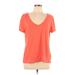 J.Crew Short Sleeve T-Shirt: Orange Print Tops - Women's Size Large