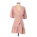 Amanda Uprichard Casual Dress - Wrap: Pink Solid Dresses - Women's Size Small