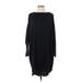 Zara Basic Casual Dress - Shift Crew Neck 3/4 sleeves: Black Print Dresses - Women's Size Small