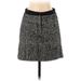 Ann Taylor LOFT Wool Skirt: Black Chevron/Herringbone Bottoms - Women's Size 0 Petite