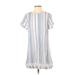Lulus Casual Dress - Shift High Neck Short sleeves: White Stripes Dresses - Women's Size Small