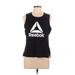 Reebok Sleeveless T-Shirt: Black Print Tops - Women's Size Large