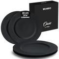 MIAMIO - Set of 4 Dinner Plates/Ceramic Plate Set, Crockery Set Black - Modern Black Plates, Microwave and Dishwasher Safe - Oasis Collection