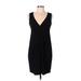 Ann Taylor Casual Dress - Mini Plunge Sleeveless: Black Print Dresses - Women's Size Medium Petite