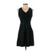 Ann Taylor LOFT Casual Dress - A-Line V Neck Sleeveless: Black Dresses - New - Women's Size 0 Petite