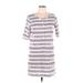 RVCA Casual Dress - Mini Scoop Neck Short sleeves: Gray Print Dresses - Women's Size Large