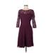 White House Black Market Cocktail Dress - A-Line: Purple Print Dresses - Women's Size 8