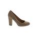 Chinese Laundry Heels: Pumps Chunky Heel Classic Tan Print Shoes - Women's Size 7 1/2 - Round Toe