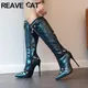 REAVE Aan-Bottes longues pointues pour femmes bottillons au genou pour femmes décoration en métal