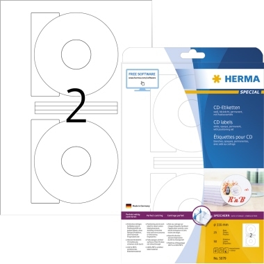HERMA CD/DVD Etikett Special 5079 116mm weiß 50 St./Pack. Image
