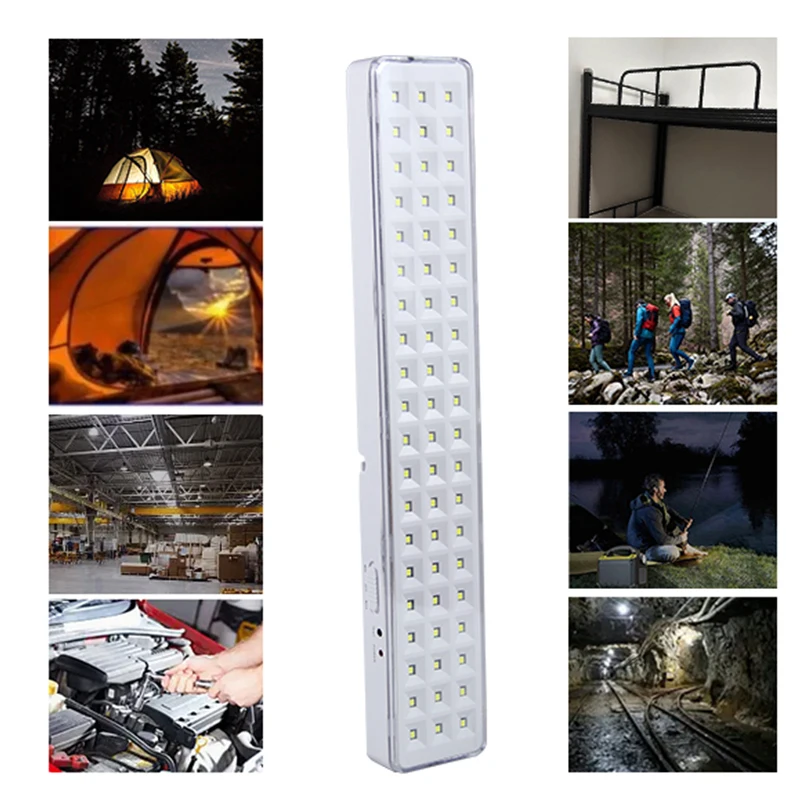 Luce di evacuazione di emergenza Lampada antincendio portatile da 60 LED Lampade di emergenza a parete Illuminazione ricaricabile per uso interruzione di corrente