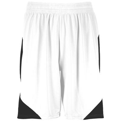 Augusta Sportswear 1733 Step-Back Basketball Shorts in White/Black size Medium | Polyester
