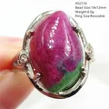 Natural Red Ruby Adjustable Ring Jewelry Women Men Star Light Gemstone Ruby Zoisite Bead Fashion