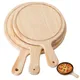 Wooden Pizza board Round with Hand Pizza Baking Tray Pizza Stone Cutting Board Platter Pizza Cake