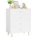 4-Drawer White Modern Wood Vertical Chest Dressers Storage Cabinet