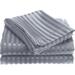 1800 Series Wrinkle Resistant 4 Piece King Size Embossed Stripe Sheet Set - Grey