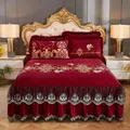 High Grade Luxury Soft Bed Skirt Winter Plush Thick Quilted Bed Cover Skirt King Queen Pad Bedspread