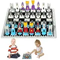 Wooden Chess Set Cartoon Wooden Doll Chess Set Kids Adults Travel Portable Chess Game Sets Early