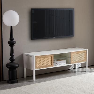 54.33" Rattan TV cabinet with variable color light strip