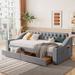 Embossed Button Twin Daybed Loveseat Chaise Lounges w/ Drawers, USB