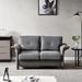 DARK GREY General Linen Fabric Faux Leather Loveseat , Upholstered Linen Fabric Loveseat Armchair Couch with Wide Wooden Legs