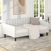 Twin Size Cream Ivory Boucle Upholstered Daybed, Ribbed Tufted Backrest, Daybed in Lavish Modern Design for Bedroom