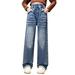 Fattazi Toddler Girls Summer Strap Jeans Elastic High Waist Slim Flare Pants Trousers Fashion Features: