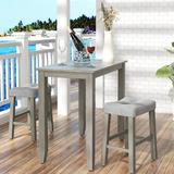 Nathaniel Home 3 Piece Dining Table Set Counter Height Dining Sets Table and Chairs Set Rectangle Table and Upholstered Chairs for Kitchen Gray