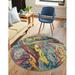 Rugs.com Haerfest Collection Rug â€“ 5 Ft Round Multi Low Rug Perfect For Kitchens Dining Rooms