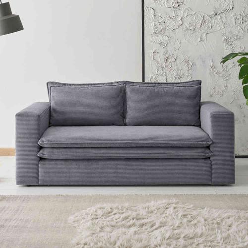 Anthrazit Cord 2er Sofa in modernem Design 180 cm breit