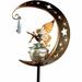 Moon Angel Yard Light Garden Solar Lights Pathways Stake Lights Moon Fairy Glass Globe With Angel Decor Outdoor Decorative Lights Waterproofs For Walkway