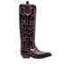 Embroidered Knee-high Leather Cowboy Boots - Black - Ganni Boots